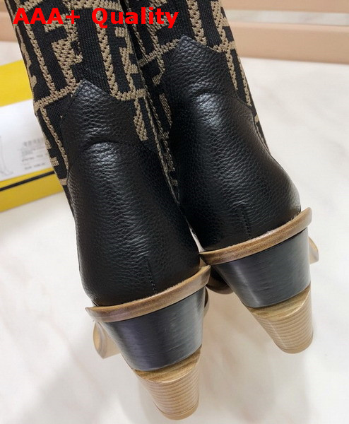 Fendi Stocking and Black Leather Thigh High Boots Kahki Replica