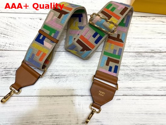 Fendi Strap You Beige Ribbon Shoulder Strap Multicolor FF Motif Replica