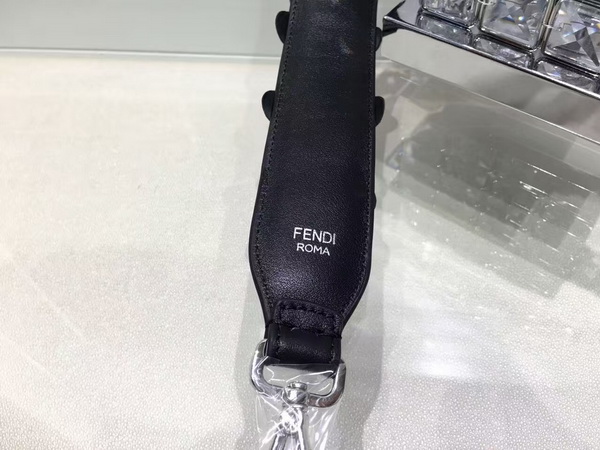 Fendi Strap You Interchangeable Black Leather Shoulder Strap with Flowers for Sale