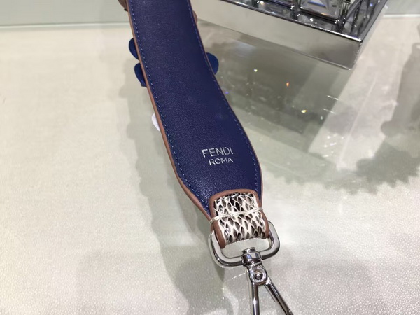 Fendi Strap You Interchangeable Blue Leather Shoulder Strap with Flowers for Sale