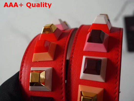 Fendi Strap You Rockstud Leather Shoulder Strap in Red Replica