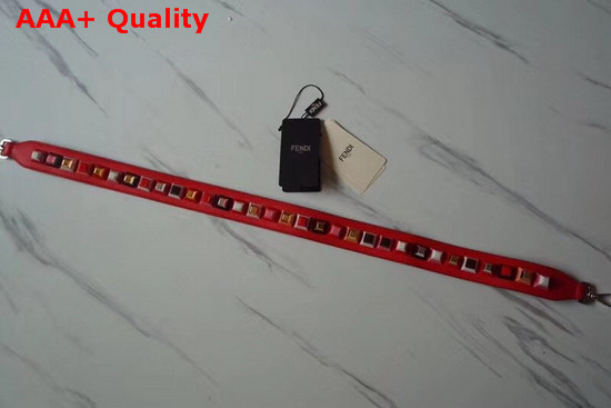 Fendi Strap You Rockstud Leather Shoulder Strap in Red Replica