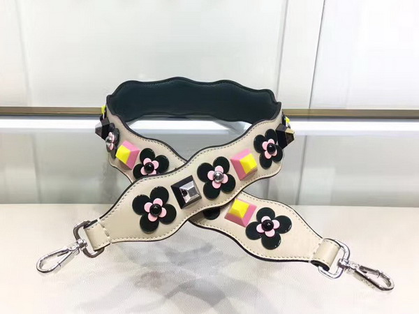 Fendi Strap You Shoulder Strap in Beige Leather Decorated with Two Tone Studs and Flowerland Flowers For Sale