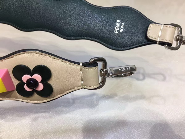 Fendi Strap You Shoulder Strap in Beige Leather Decorated with Two Tone Studs and Flowerland Flowers For Sale