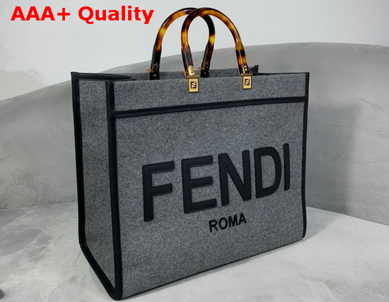 Fendi Sunshine Large Gray Flannel Shopper Replica