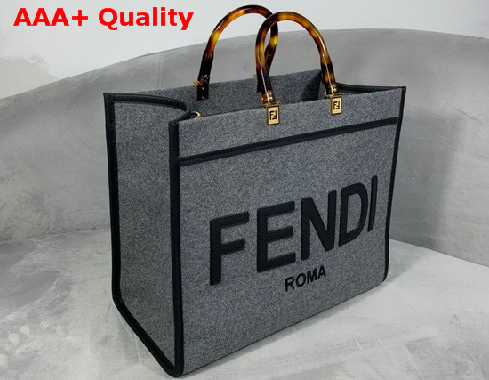 Fendi Sunshine Large Gray Flannel Shopper Replica