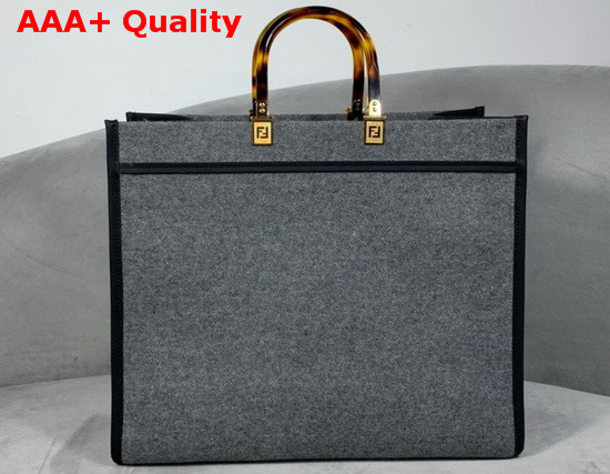 Fendi Sunshine Large Gray Flannel Shopper Replica