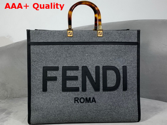 Fendi Sunshine Large Gray Flannel Shopper Replica