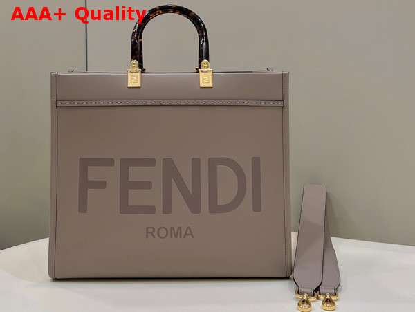 Fendi Sunshine Medium Dove Gray Leather Shopper Replica