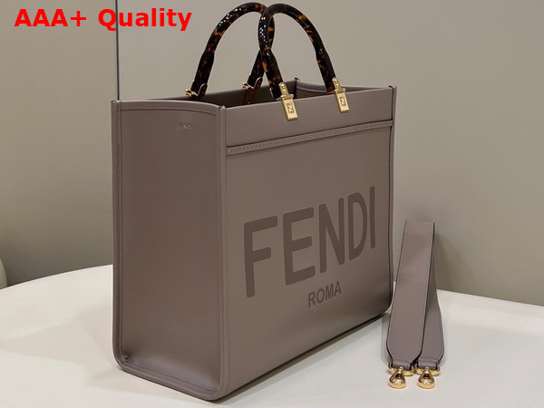 Fendi Sunshine Medium Dove Gray Leather Shopper Replica