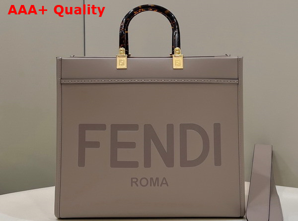 Fendi Sunshine Medium Dove Gray Leather Shopper Replica