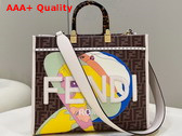 Fendi Sunshine Medium FF Glazed Fabric Shopper with Inlay Multicolor Replica