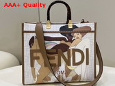 Fendi Sunshine Medium FF White Glazed Fabric Shopper with Inlay Replica