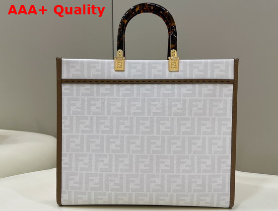 Fendi Sunshine Medium FF White Glazed Fabric Shopper with Inlay Replica