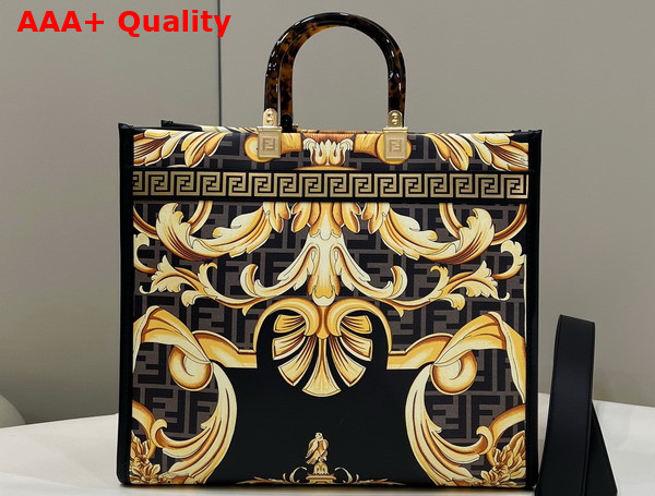 Fendi Sunshine Medium Fendace Printed FF Leather Shopper Multicolor Replica