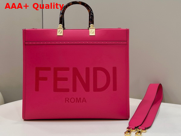 Fendi Sunshine Medium Fuchsia Leather Shopper Replica