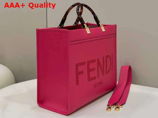 Fendi Sunshine Medium Fuchsia Leather Shopper Replica