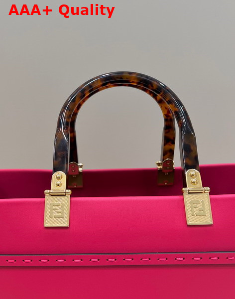 Fendi Sunshine Medium Fuchsia Leather Shopper Replica