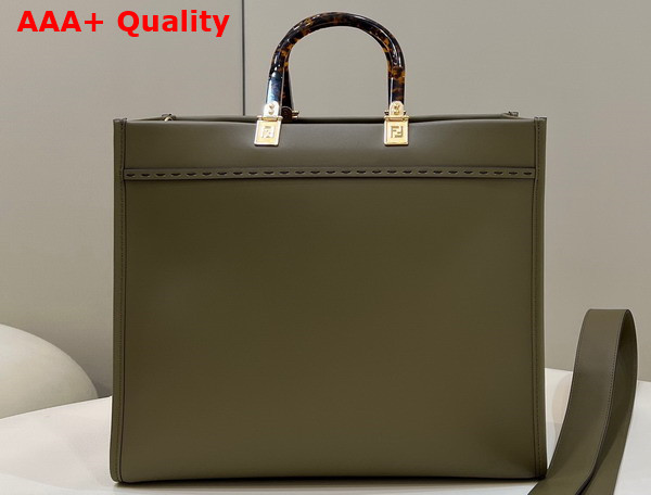 Fendi Sunshine Medium Green Leather Shopper Replica