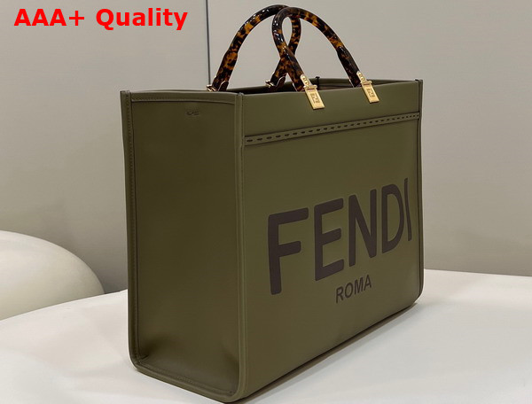 Fendi Sunshine Medium Green Leather Shopper Replica