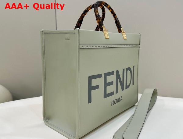 Fendi Sunshine Medium Light Green Leather Shopper Replica