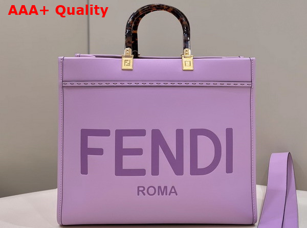 Fendi Sunshine Medium Lilac Leather Shopper Replica