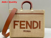 Fendi Sunshine Medium Shopper in Natural Straw Replica