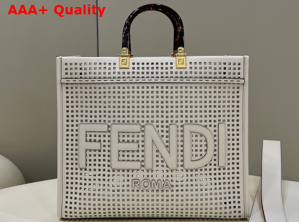 Fendi Sunshine Medium Two Toned Perforated Leather Shopper Replica