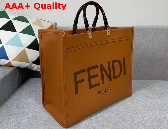 Fendi Sunshine Shopper Brown Leather Shopper Replica