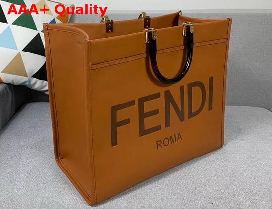 Fendi Sunshine Shopper Brown Leather Shopper Replica