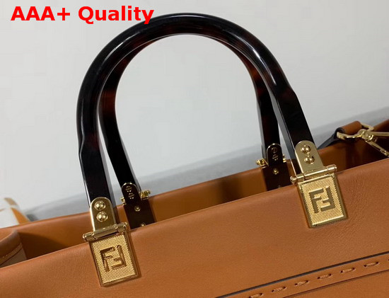 Fendi Sunshine Shopper Brown Leather Shopper Replica