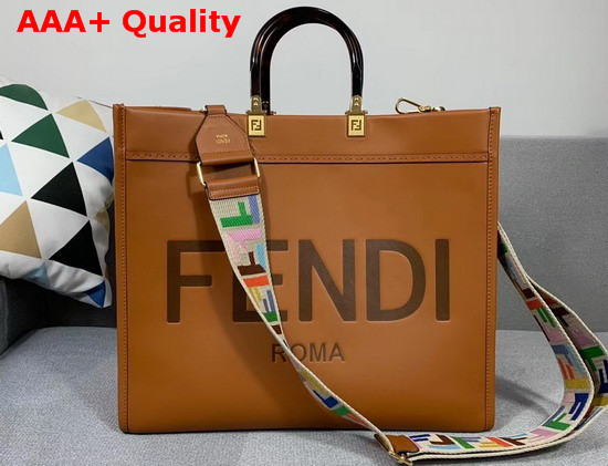 Fendi Sunshine Shopper Brown Leather Shopper Replica