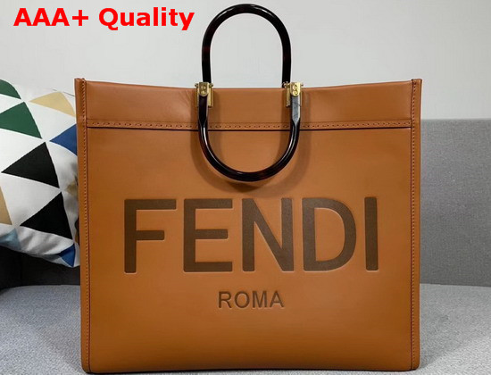 Fendi Sunshine Shopper Brown Leather Shopper Replica