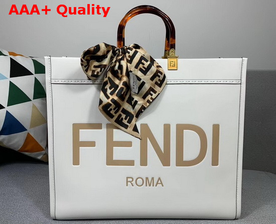 Fendi Sunshine Shopper White Leather Shopper Replica