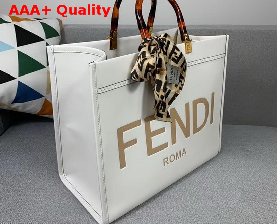 Fendi Sunshine Shopper White Leather Shopper Replica