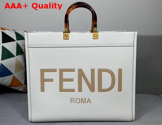 Fendi Sunshine Shopper White Leather Shopper Replica