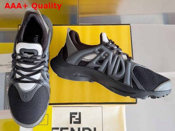 Fendi Tag Sneakers Black Technical Mesh Running Sneakers Replica