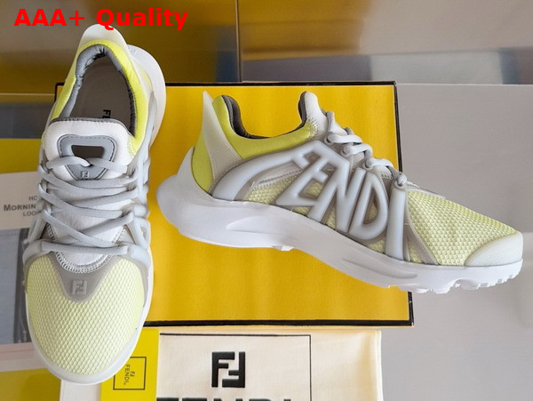 Fendi Tag Sneakers Yellow Technical Mesh Running Sneakers Replica