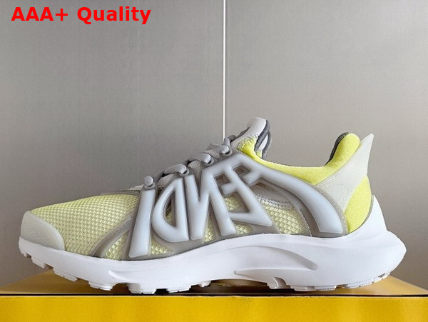 Fendi Tag Sneakers Yellow Technical Mesh Running Sneakers Replica