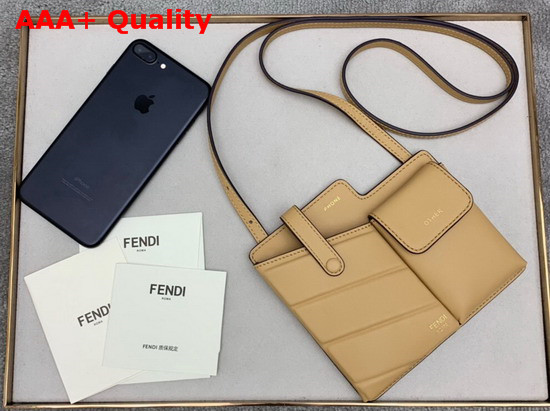 Fendi Two Pocket Mini Bag Beige Leather Replica