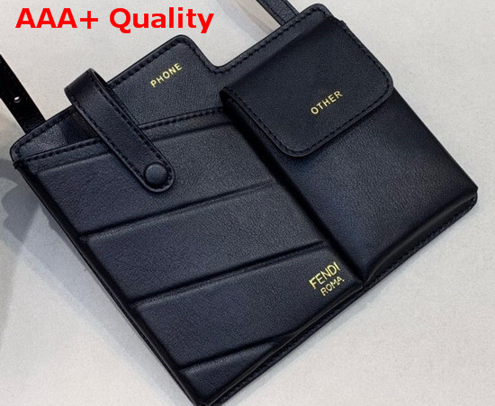 Fendi Two Pocket Mini Bag Black Calf Leather Replica