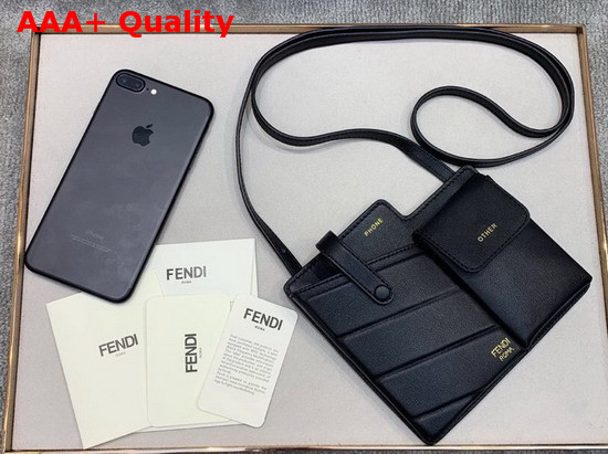 Fendi Two Pocket Mini Bag Black Calf Leather Replica