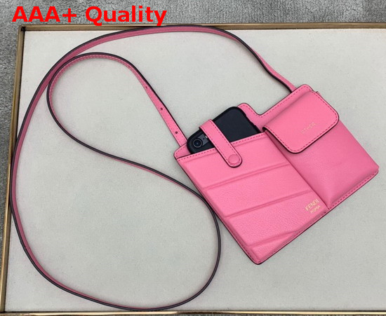 Fendi Two Pocket Mini Bag Pink Leather Replica