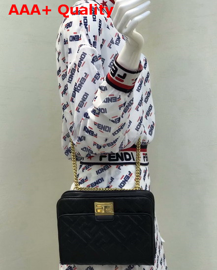 Fendi Upside Down Black Leather Bag Replica