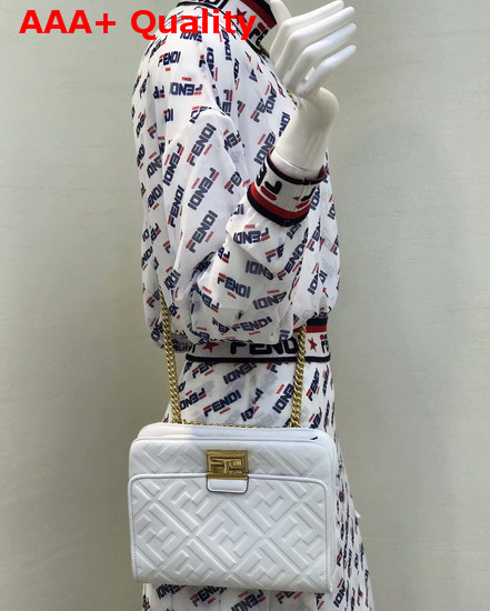 Fendi Upside Down White Leather Bag Replica