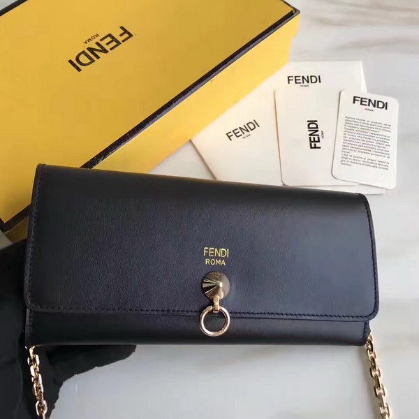 Fendi Wallet On Chain in Black Calfskin For Sale