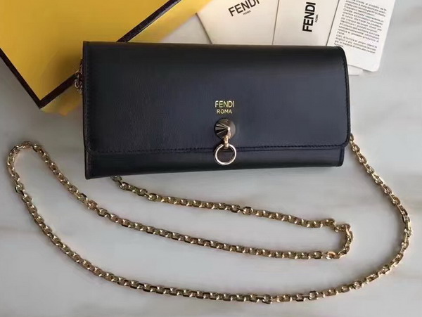 Fendi Wallet On Chain in Black Calfskin For Sale