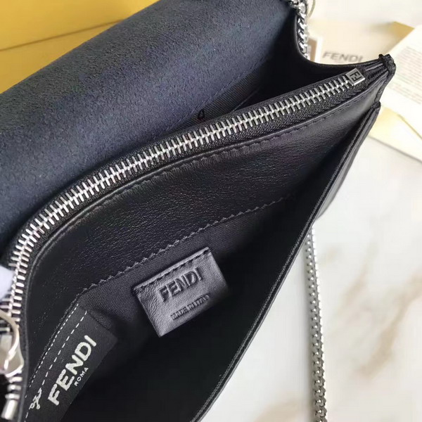 Fendi Wallet On Chain in Black Leather with Multicoloured Studs For Sale