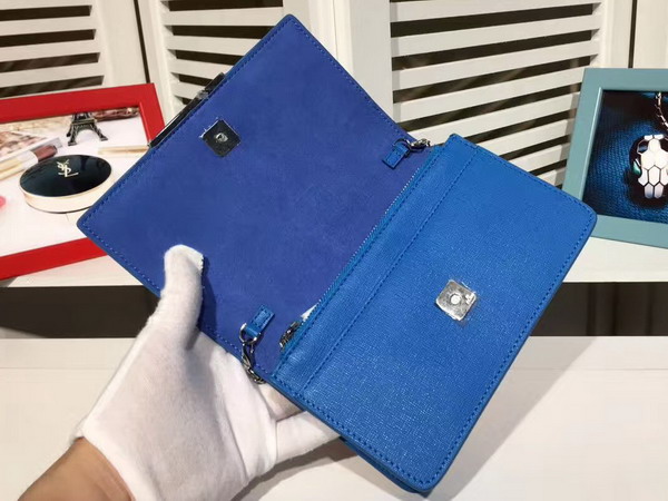 Fendi Wallet On Chain in Blue Leather with Inlays For Sale