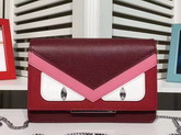 Fendi Wallet On Chain in Bordeaux Leather with Inlays For Sale